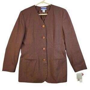 Pendleton Classic Chocolate Brown Blazer Size 10 USA Earthy Corpcore Deadstock